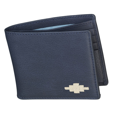Pampeano Dinero Navy Leather Card Wallet - Cream Stitching